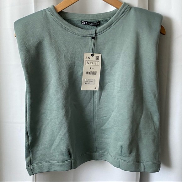 ZARA Sleeveless Sweatshirt with Shoulder Pads - Picture 4 of 5